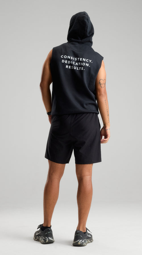 Black Sleeveless Hoodie